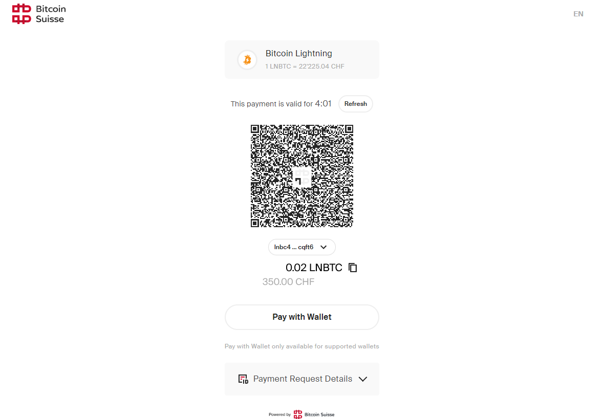 Bitcoin Suisse Pay | Swiss QR-bill