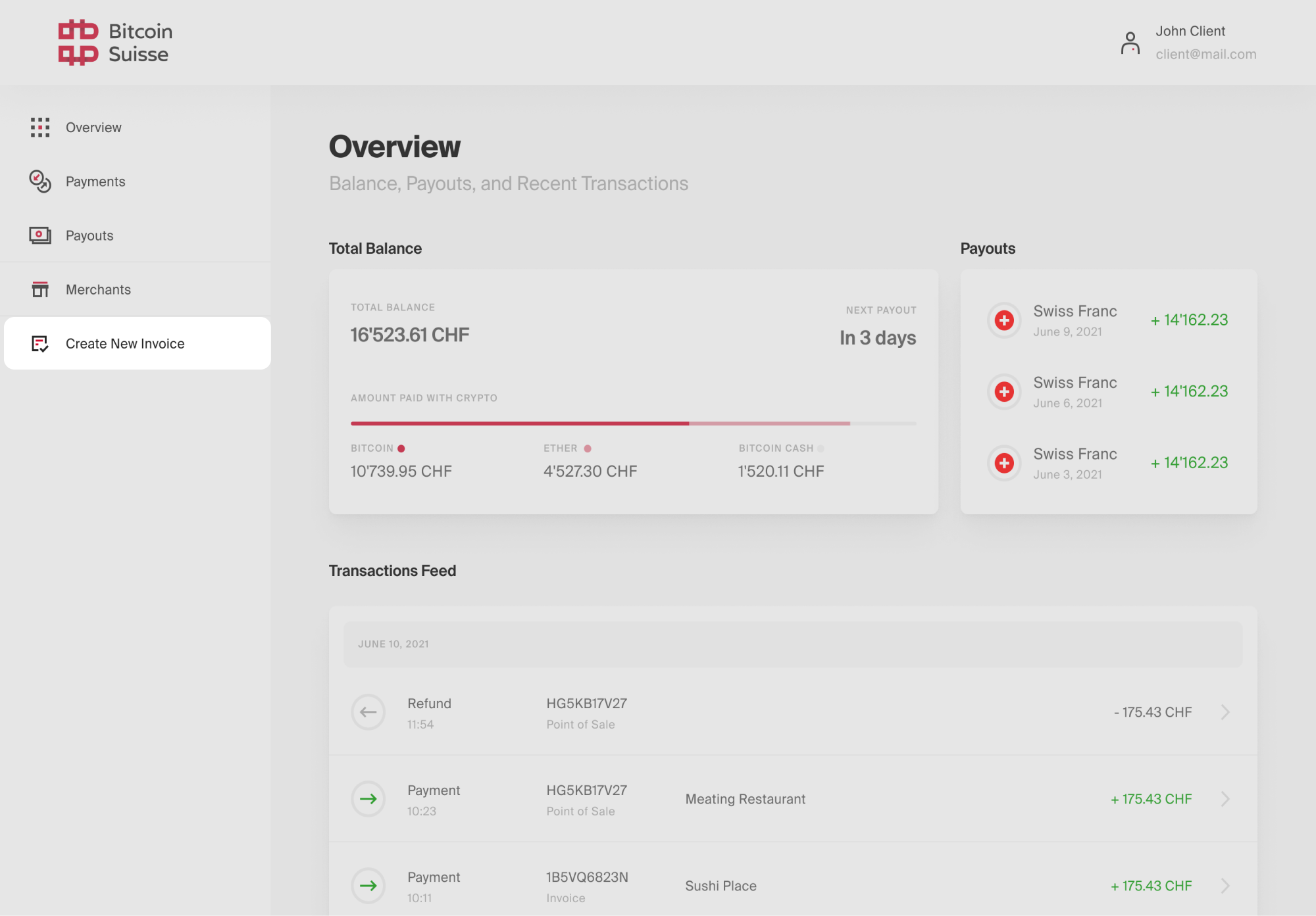 Invoice | Bitcoin Suisse