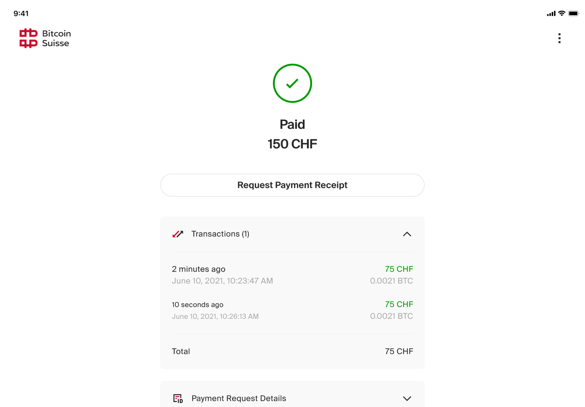 Invoice | Bitcoin Suisse
